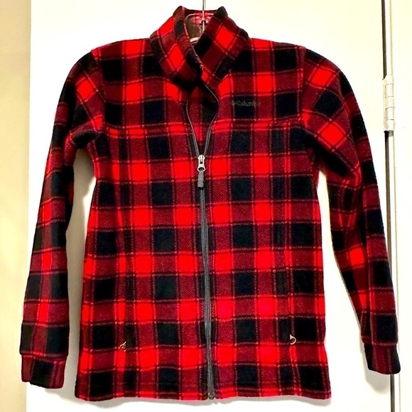 Columbia Other - Columbia kids mountain red check zip up fleece jacket size M 10/12